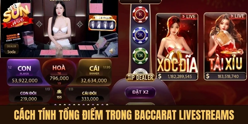 Cách tính tổng điểm trong Baccarat livestreams