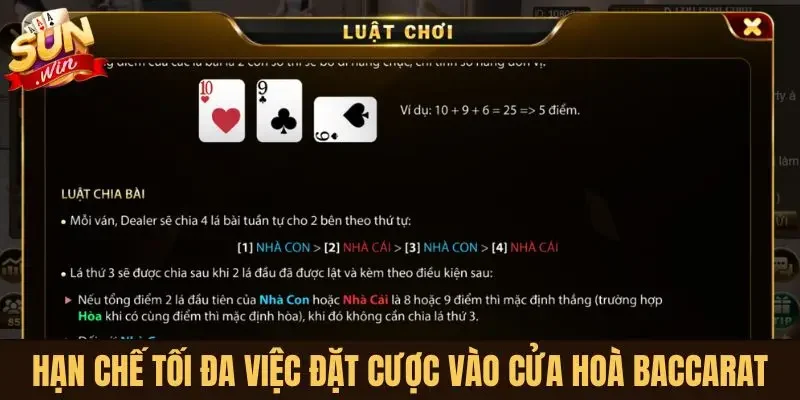 Hạn chế tối đa việc đặt cược vào cửa hoà baccarat