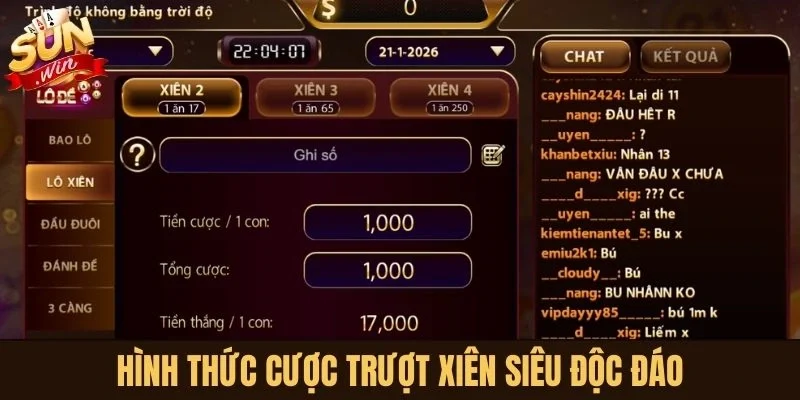 Hình thức cược trượt xiên siêu độc đáo