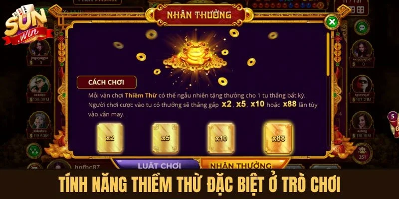 Tính năng Thiềm Thừ đặc biệt ở trò chơi